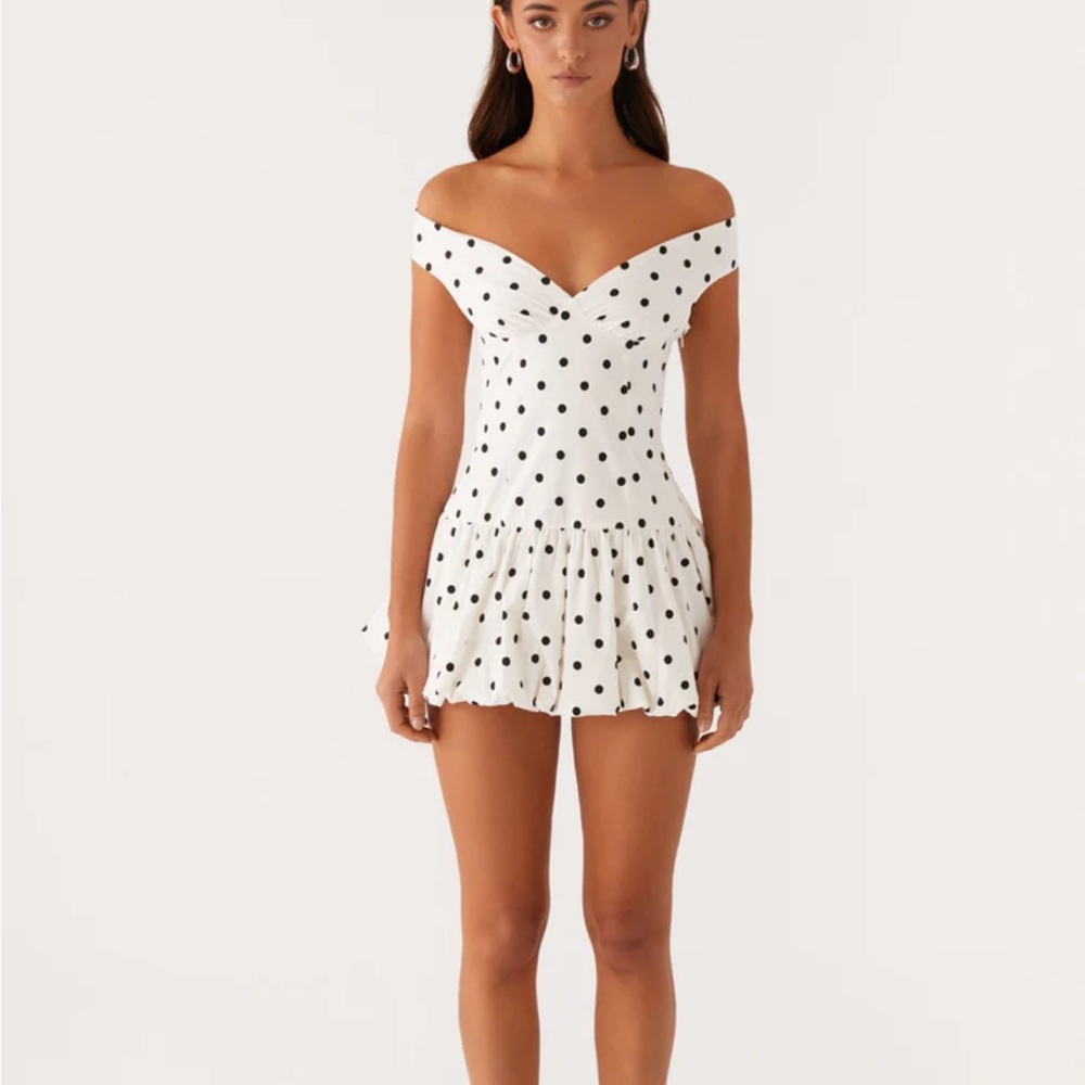Peppermayo Black and White Polka Dot Mini Dress